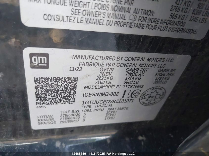 2024 GMC Sierra K1500 Elevation VIN: 1GTUUCED2RZ201071 Lot: 12465350