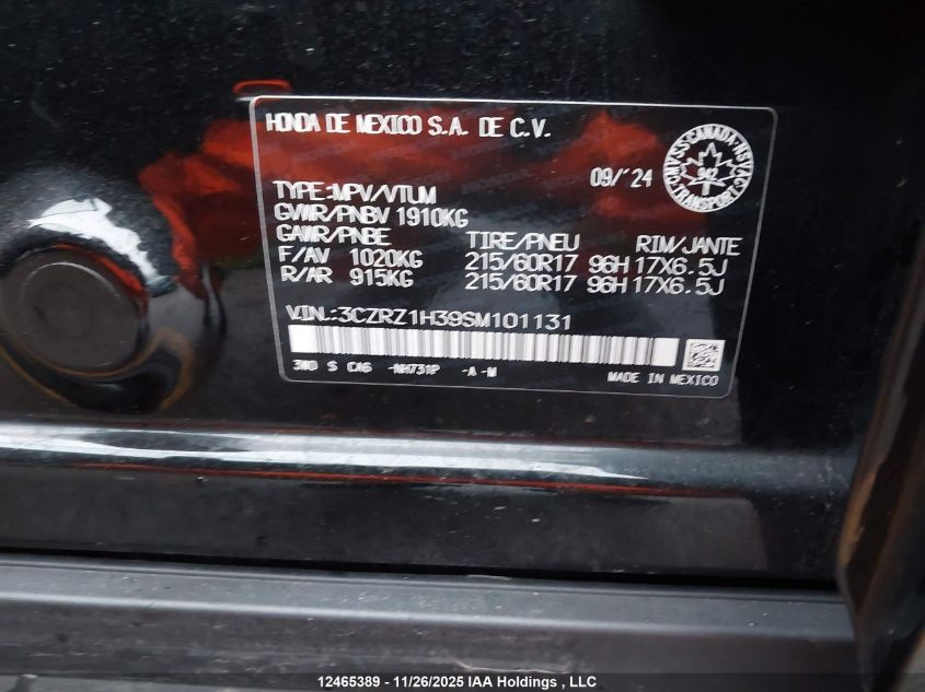 2025 Honda Hr-V Lx VIN: 3CZRZ1H39SM101131 Lot: 12465389