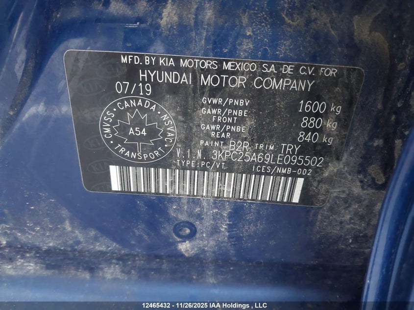 2020 Hyundai Accent Preferred Auto Ivt VIN: 3KPC25A69LE095502 Lot: 12465432