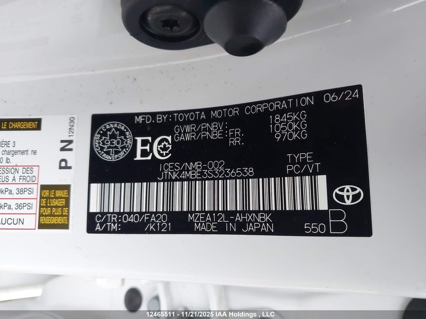 JTNK4MBE3S3236538 2025 TOYOTA COROLLA photo no. 9