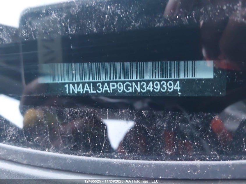 2016 Nissan Altima 2.5/2.5 S/2.5 Sl Tech/2.5 Sr/2.5 Sv VIN: 1N4AL3AP9GN349394 Lot: 12465525