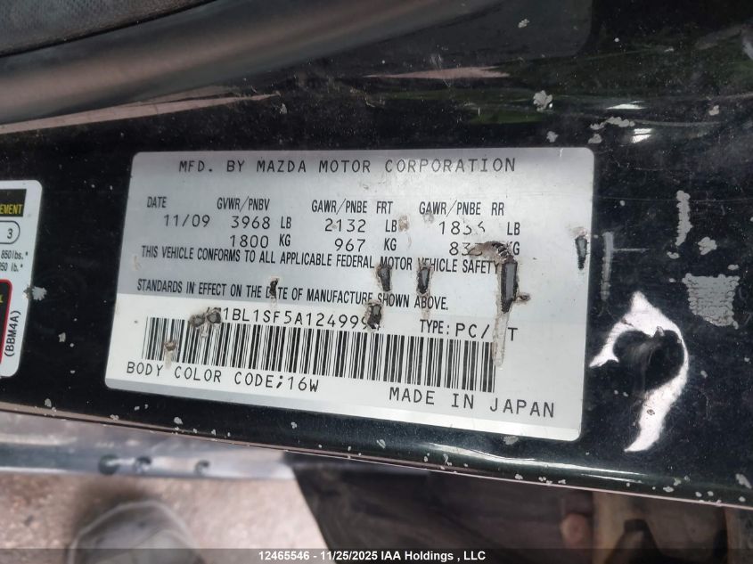 2010 Mazda 3 I VIN: JM1BL1SF5A1249994 Lot: 12465546