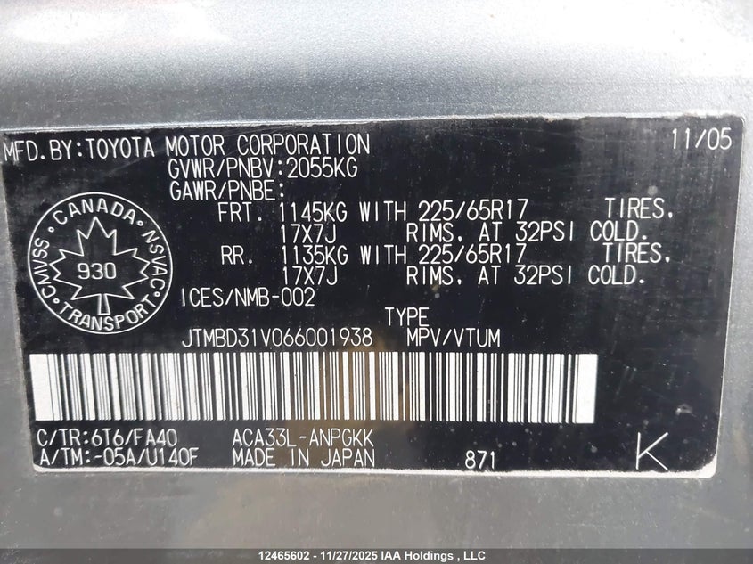 JTMBD31V066001938 2006 TOYOTA RAV 4 photo no. 9