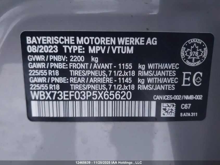 2023 BMW X1 xDrive28I VIN: WBX73EF03P5X65620 Lot: 12465639