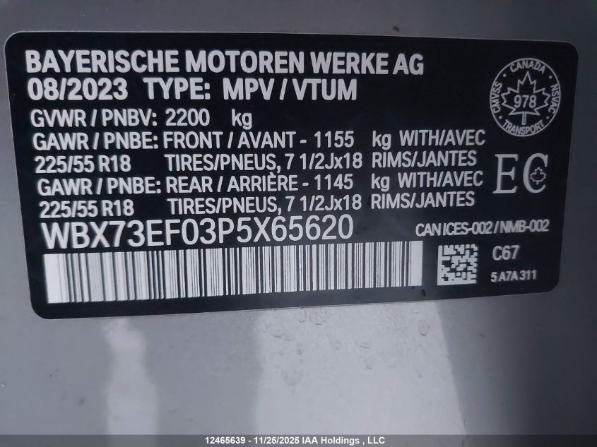 2023 BMW X1 xDrive28I VIN: WBX73EF03P5X65620 Lot: 12465639