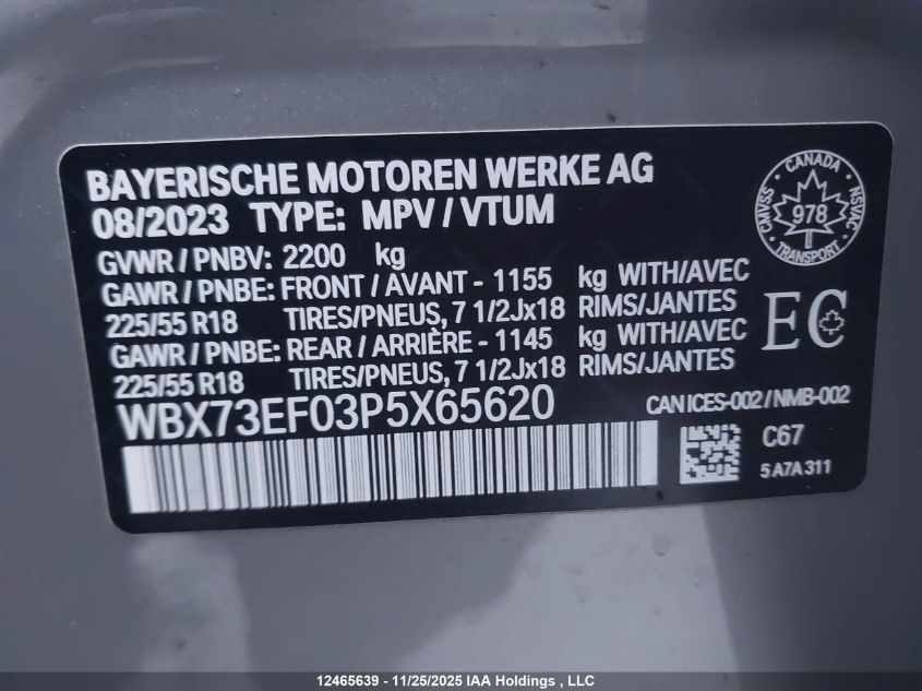 2023 BMW X1 xDrive28I VIN: WBX73EF03P5X65620 Lot: 12465639