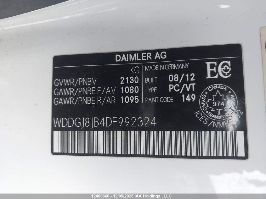 WDDGJ8JB4DF992324 2013 MERCEDES-BENZ C-KLASSE photo no. 9