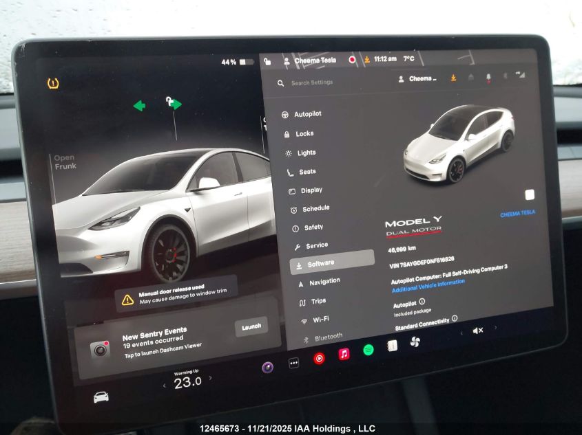 2022 Tesla Model Y Performance VIN: 7SAYGDEF0NF516826 Lot: 12465673