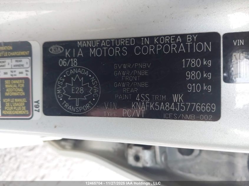 2018 Kia Forte 2.0L Lx+ VIN: KNAFK5A84J5776669 Lot: 12465704