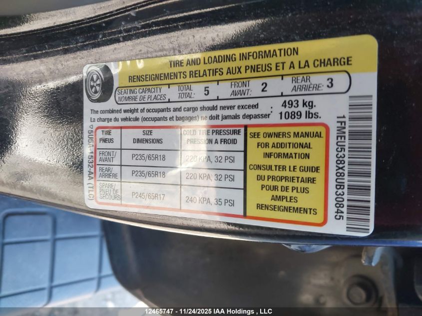 2008 Ford Explorer Sport Trac Limited VIN: 1FMEU538X8UB30845 Lot: 12465747