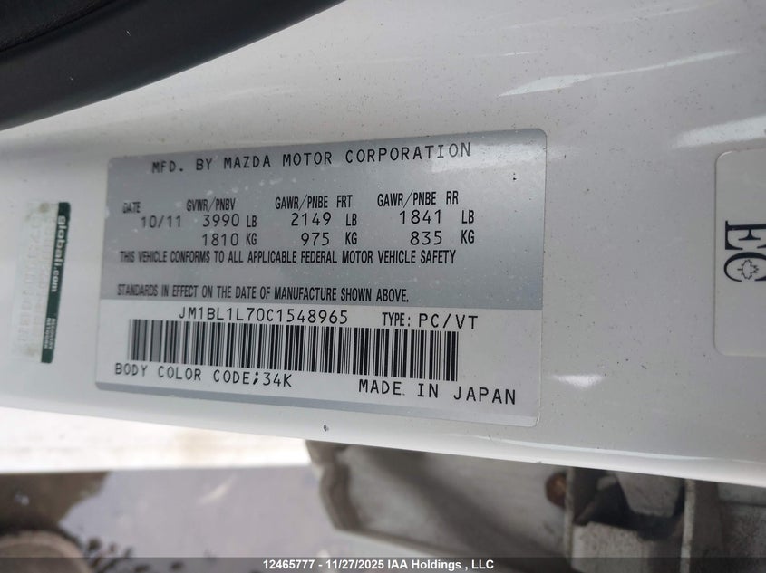 JM1BL1L70C1548965 2012 MAZDA 3 photo no. 9