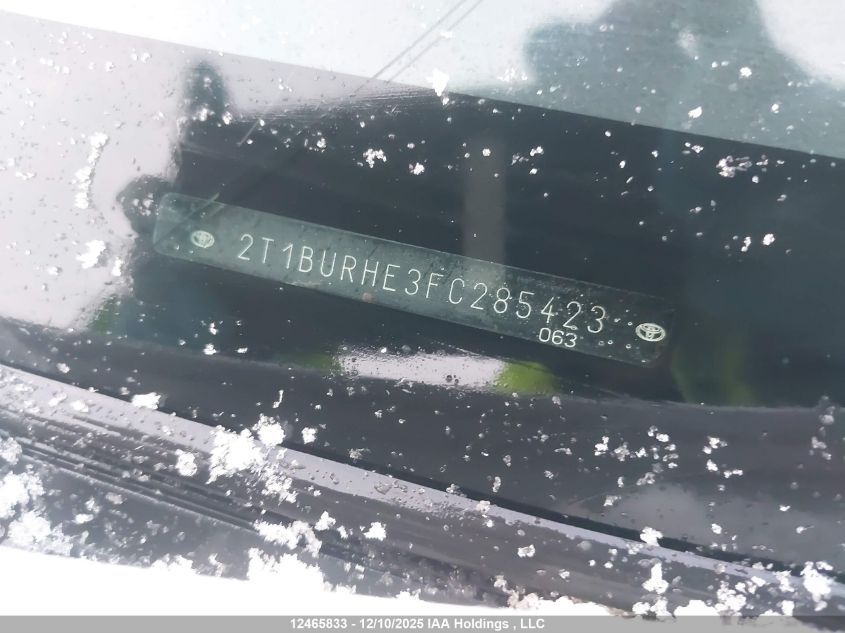 2015 Toyota Corolla VIN: 2T1BURHE3FC285423 Lot: 12465833