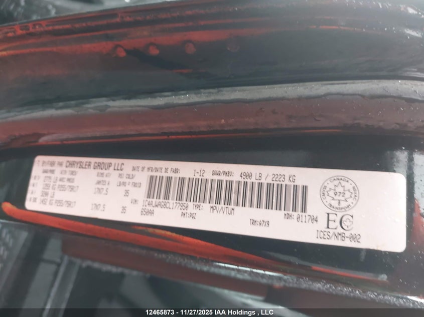 2012 Jeep Wrangler Sport VIN: 1C4AJWAG8CL177950 Lot: 12465873