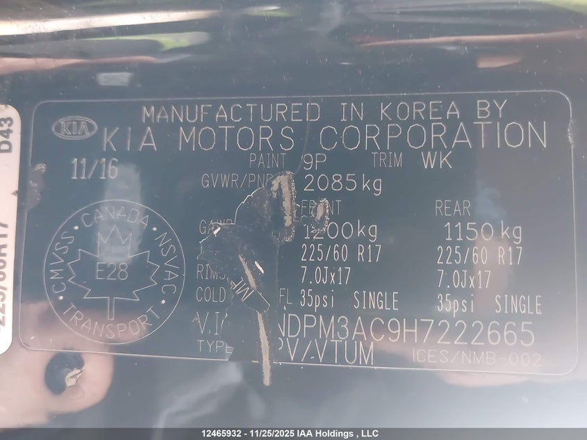 KNDPM3AC9H7222665 2017 KIA SPORTAGE photo no. 9