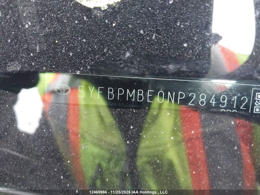 2022 Toyota Corolla Le/Xle VIN: 5YFBPMBE0NP284912 Lot: 12465966