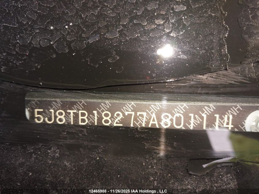 2007 Acura Rdx VIN: 5J8TB18277A801114 Lot: 12465988