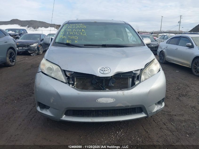 2011 Toyota Sienna Le VIN: 5TDKK3DC7BS170672 Lot: 12466088