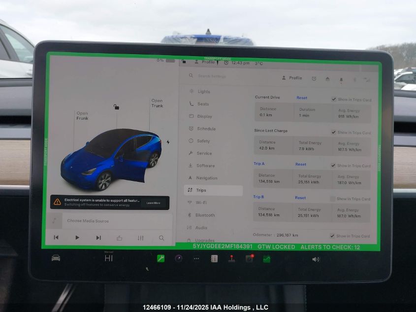 2021 Tesla Model Y Long Range VIN: 5YJYGDEE2MF184391 Lot: 12466109