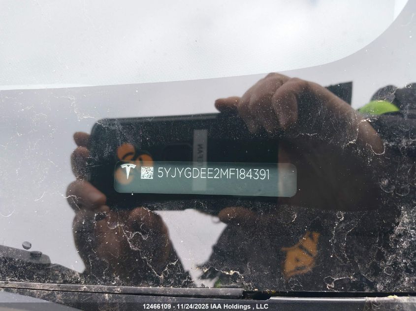 2021 Tesla Model Y Long Range VIN: 5YJYGDEE2MF184391 Lot: 12466109