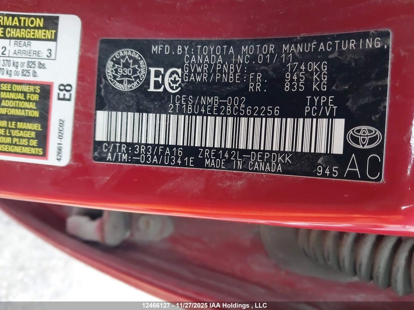 2T1BU4EE2BC562256 2011 TOYOTA COROLLA photo no. 18