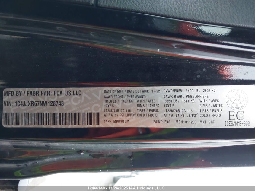1C4JJXR67NW128743 2022 JEEP GRAND WAGONEER photo no. 9
