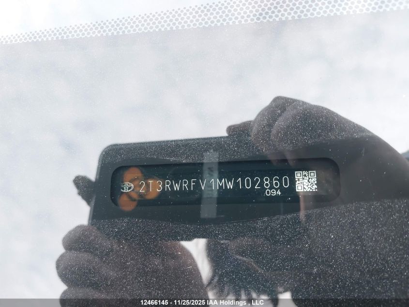 2021 Toyota Rav4 Hybrid Xle VIN: 2T3RWRFV1MW102860 Lot: 12466145