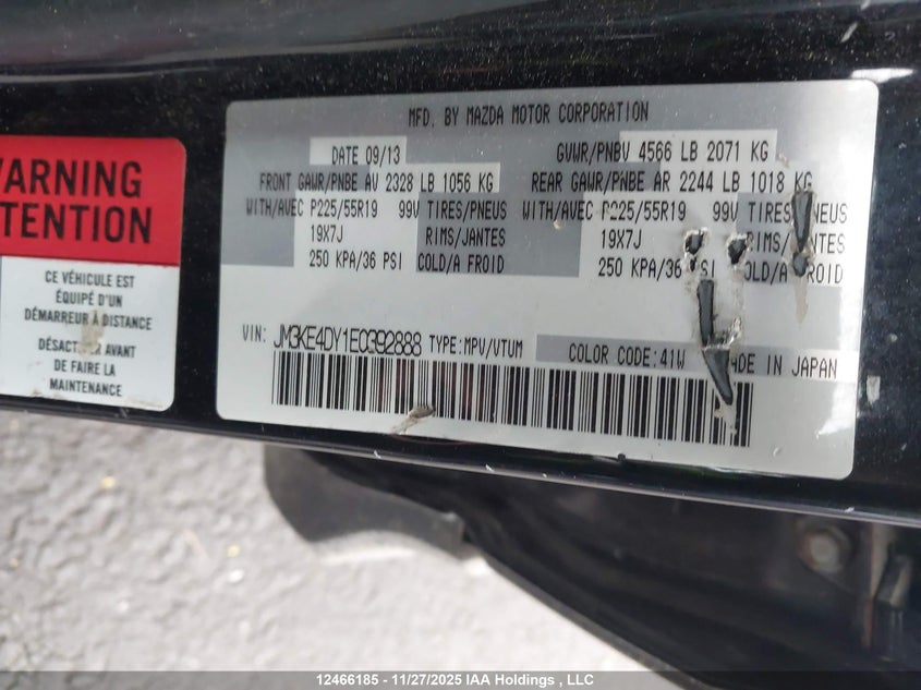 2014 Mazda Cx-5 Gt VIN: JM3KE4DY1E0392888 Lot: 12466185