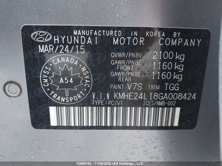 2016 Hyundai Sonata Hybrid Hybrid VIN: KMHE24L18GA008424 Lot: 12466192