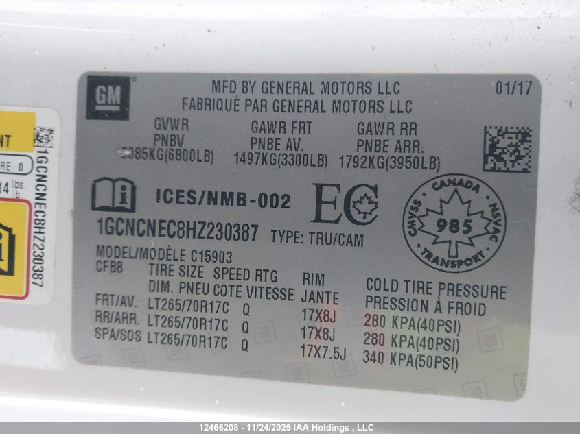 1GCNCNEC8HZ230387 2017 CHEVROLET SILVERADO photo no. 9
