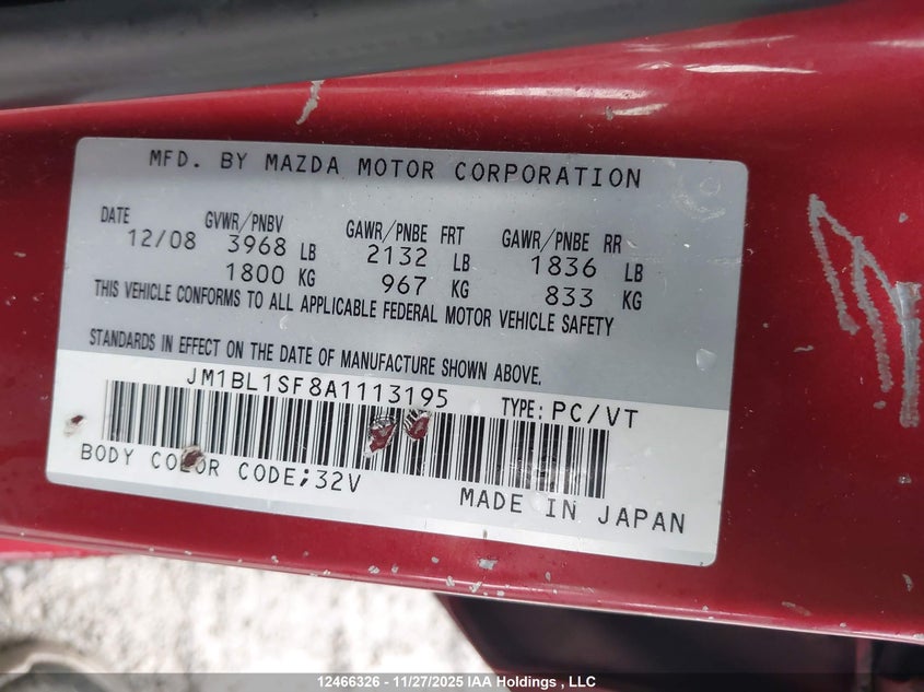 2010 Mazda Mazda3 Gs/Gx VIN: JM1BL1SF8A1113195 Lot: 12466326