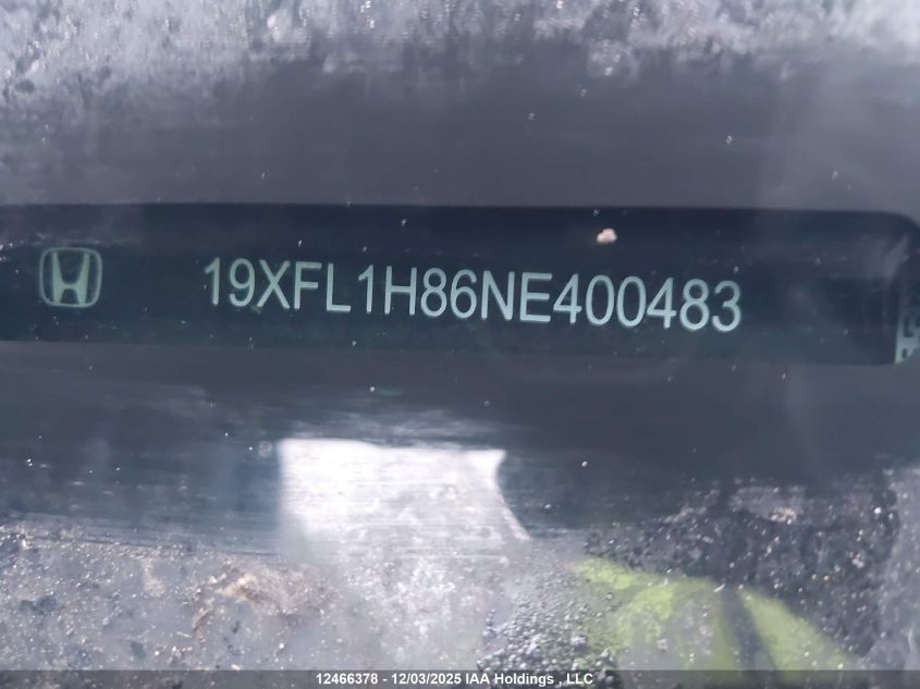2022 Honda Civic VIN: 19XFL1H86NE400483 Lot: 12466378