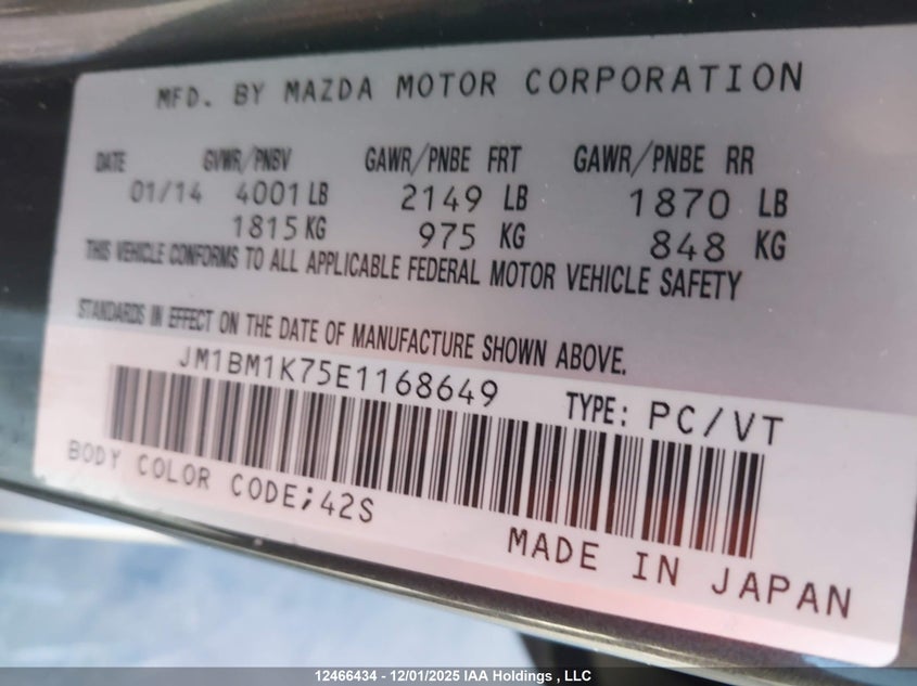 JM1BM1K75E1168649 2014 MAZDA 3 photo no. 9