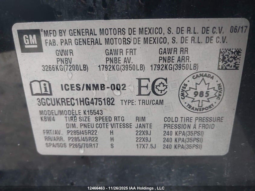 3GCUKREC1HG475182 2017 CHEVROLET SILVERADO photo no. 9