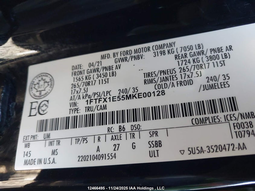 1FTFX1E55MKE00128 2021 FORD F-150 photo no. 17