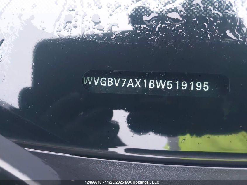 2011 Volkswagen Tiguan VIN: WVGBV7AX1BW519195 Lot: 12466618