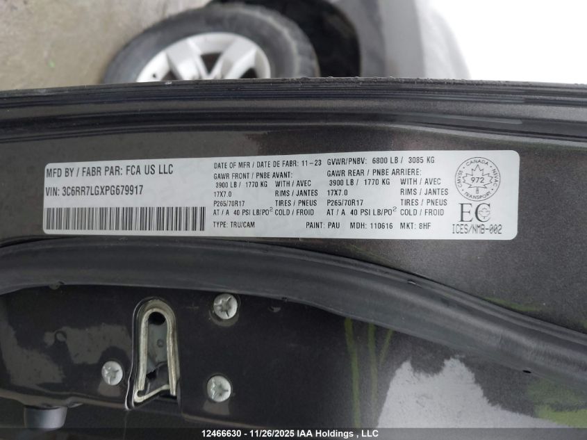 2023 Ram 1500 Classic Slt VIN: 3C6RR7LGXPG679917 Lot: 12466630