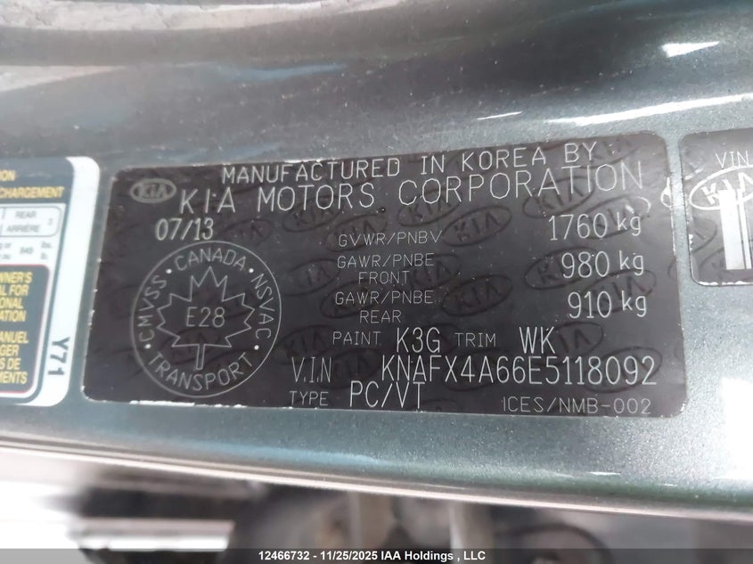 2014 Kia Forte 1.8L Lx/1.8L Lx+/1.8L Se VIN: KNAFX4A66E5118092 Lot: 12466732