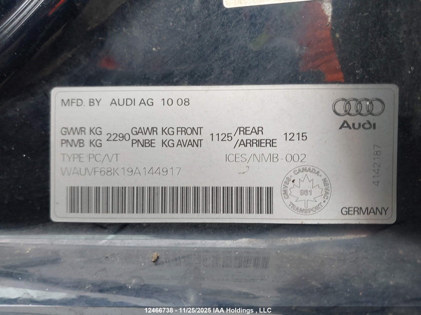 WAUVF68K19A144917 2009 AUDI A4 photo no. 9