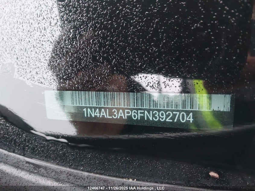 2015 Nissan Altima 2.5/S/Sv/Sl VIN: 1N4AL3AP6FN392704 Lot: 12466747