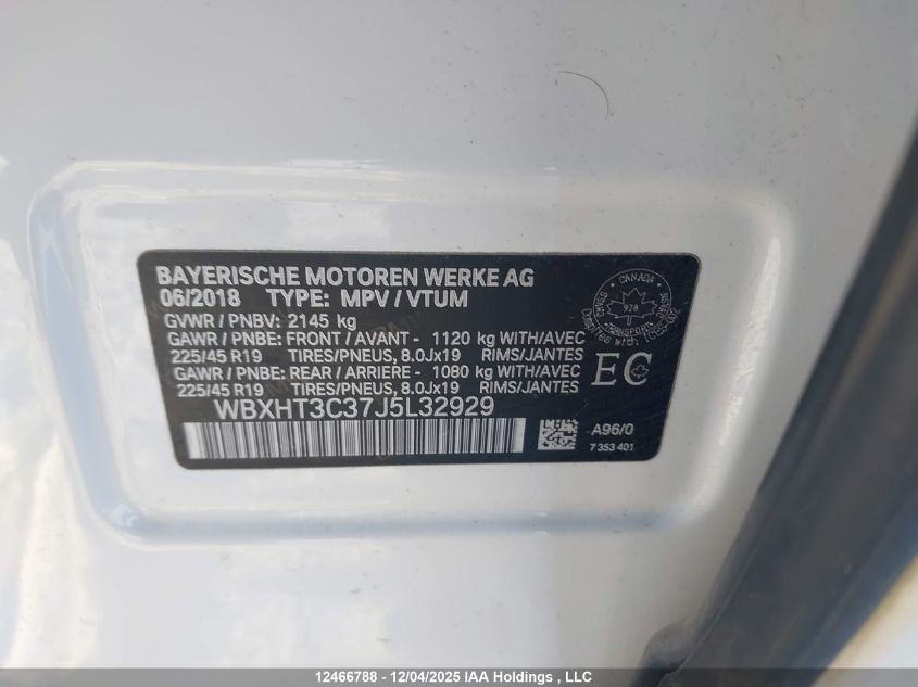 2018 BMW X1 xDrive28I VIN: WBXHT3C37J5L32929 Lot: 12466788