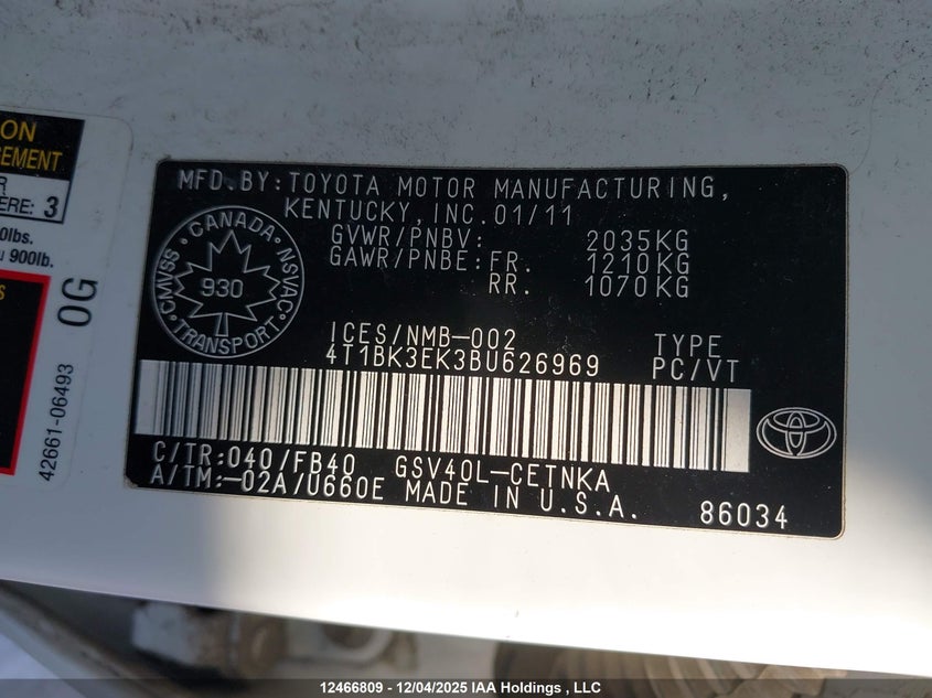 4T1BK3EK3BU626969 2011 TOYOTA CAMRY photo no. 18