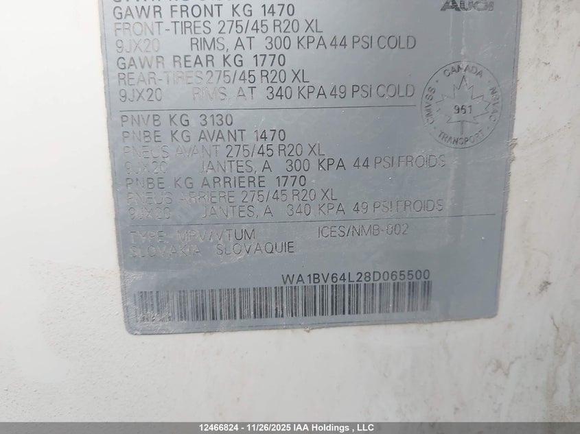 WA1BV64L28D065500 2008 AUDI Q7 photo no. 9