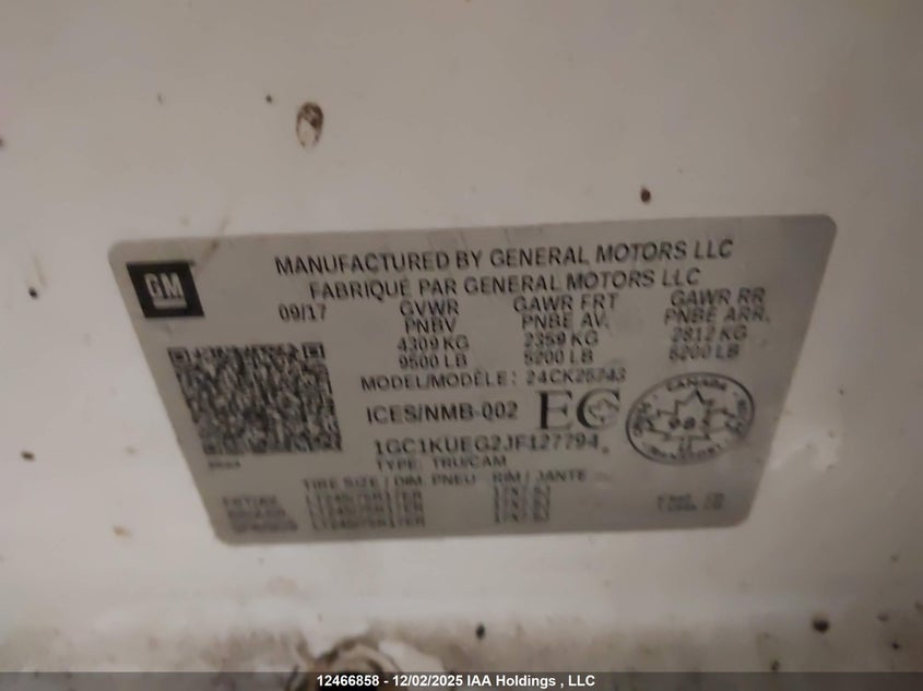 1GC1KUEG2JF127794 2018 CHEVROLET SILVERADO photo no. 9