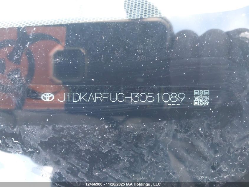 2017 Toyota Prius Technology VIN: JTDKARFU0H3051089 Lot: 12466900