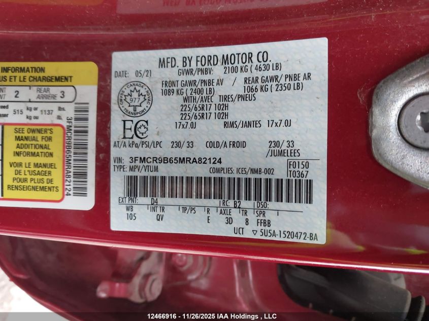 2021 Ford Bronco Sport VIN: 3FMCR9B65MRA82124 Lot: 12466916