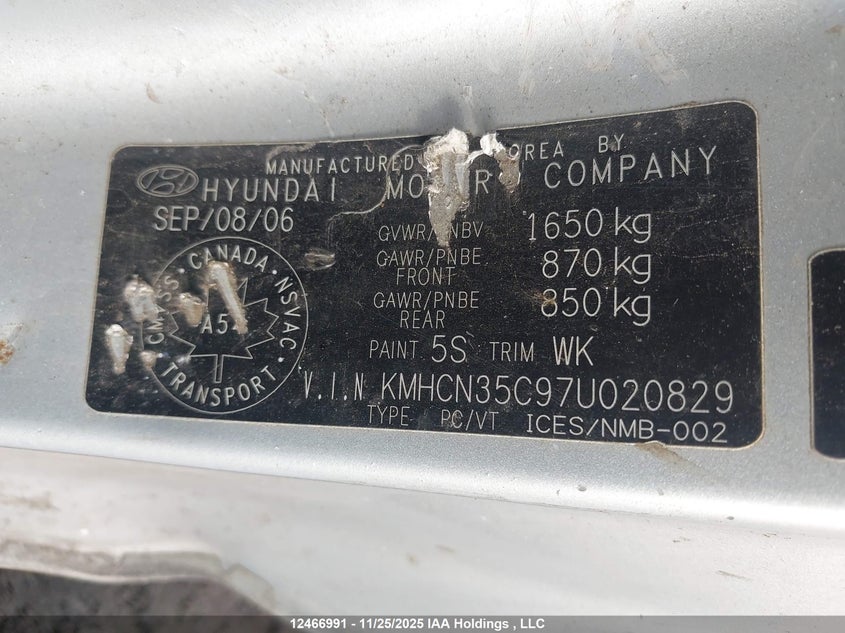 KMHCN35C97U020829 2007 HYUNDAI ACCENT photo no. 19