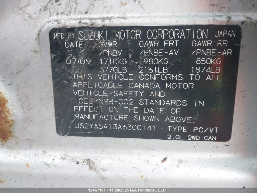 JS2YA5A13A6300141 2010 SUZUKI SX4 photo no. 18