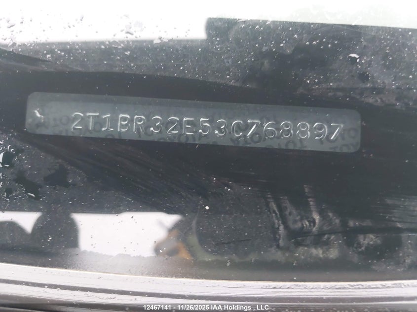 2003 Toyota Corolla Ce/Le/S VIN: 2T1BR32E53C768897 Lot: 12467141