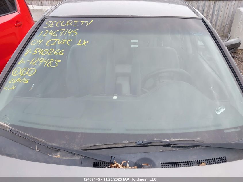 2004 Honda Civic Lx VIN: 2HGES16524H540266 Lot: 12467145