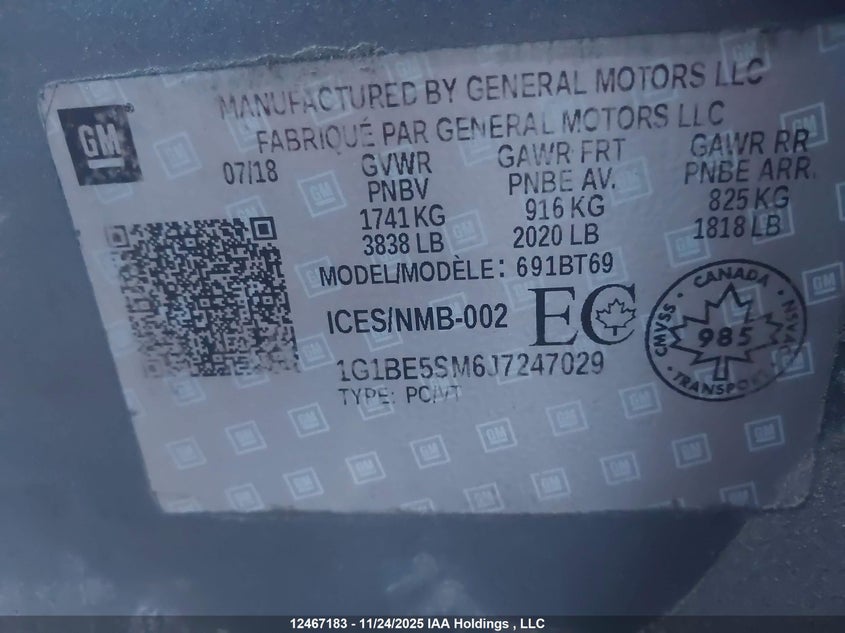 1G1BE5SM6J7247029 2018 CHEVROLET CRUZE photo no. 19